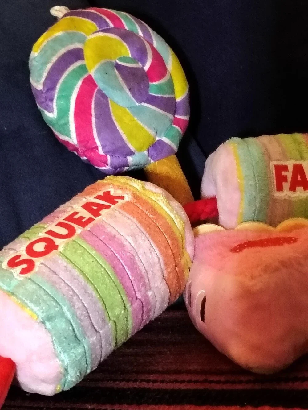 NWT BarkBox Dog Toy Lot of 3- Straw-Betty Cheesecake, Squeak&Fart Candy & Lolly